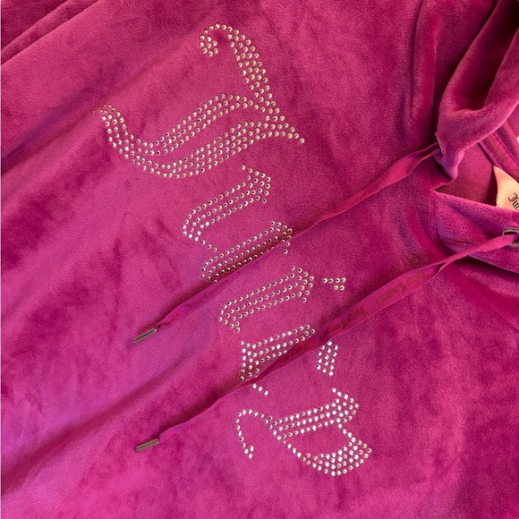 Juicy Couture Magenta Velour Hoodie | XL | Cropped Sleepwear 🩷💗✨ Y2K - Picture 7 of 16